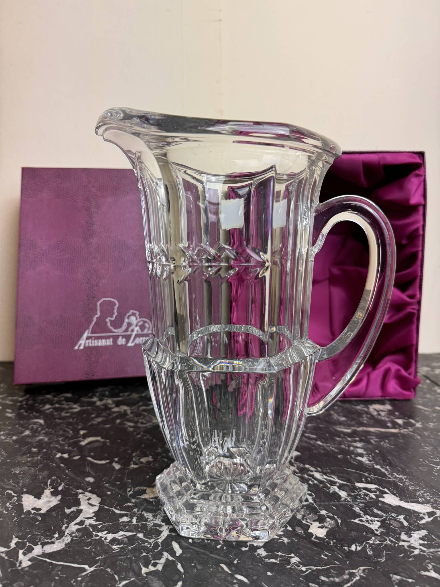 Cristal de Lorraine : carafe a eau avec coffret d'origine