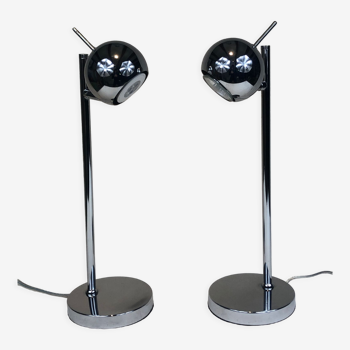 Pair of eyeball lamp Agemob chrome