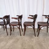 Set of 4 Vintage Bentwood Dining Chair: Mid-Century Thonet Style Armchair
