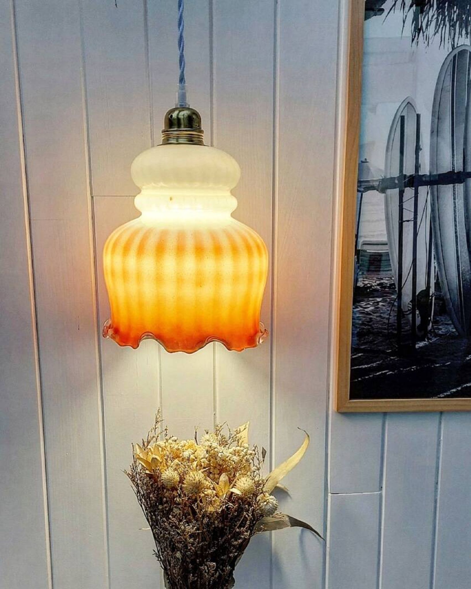 Vintage opaline pendant light