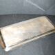 Plateau rectangulaire vintage en métal argenté