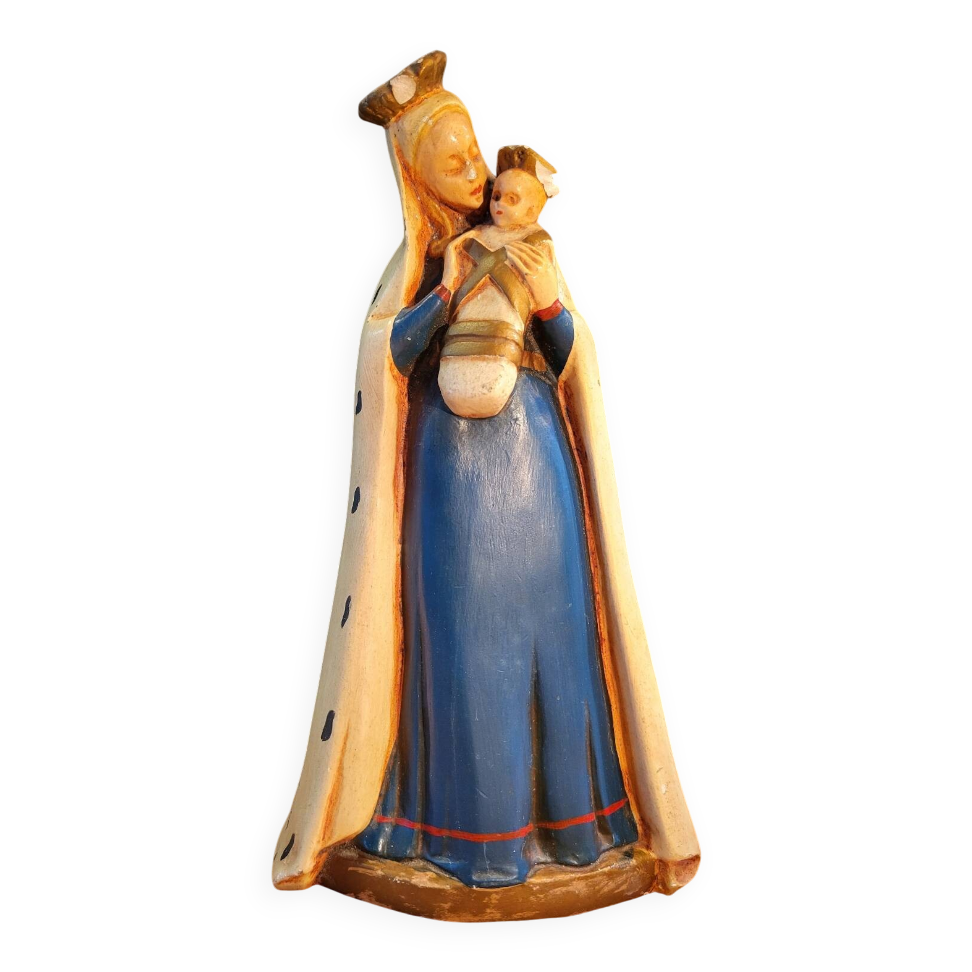 Virgin Mary with Child statue signed by Jeanne Ferrez