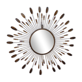 Miroir soleil style line vautrin en metal et perles plastique colorees