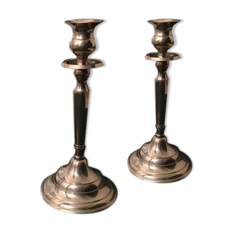 Pair of silver metal candlesticks