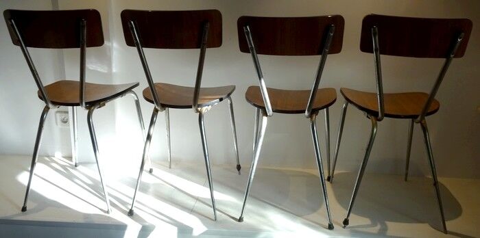 Lot de 4 chaise formica marron