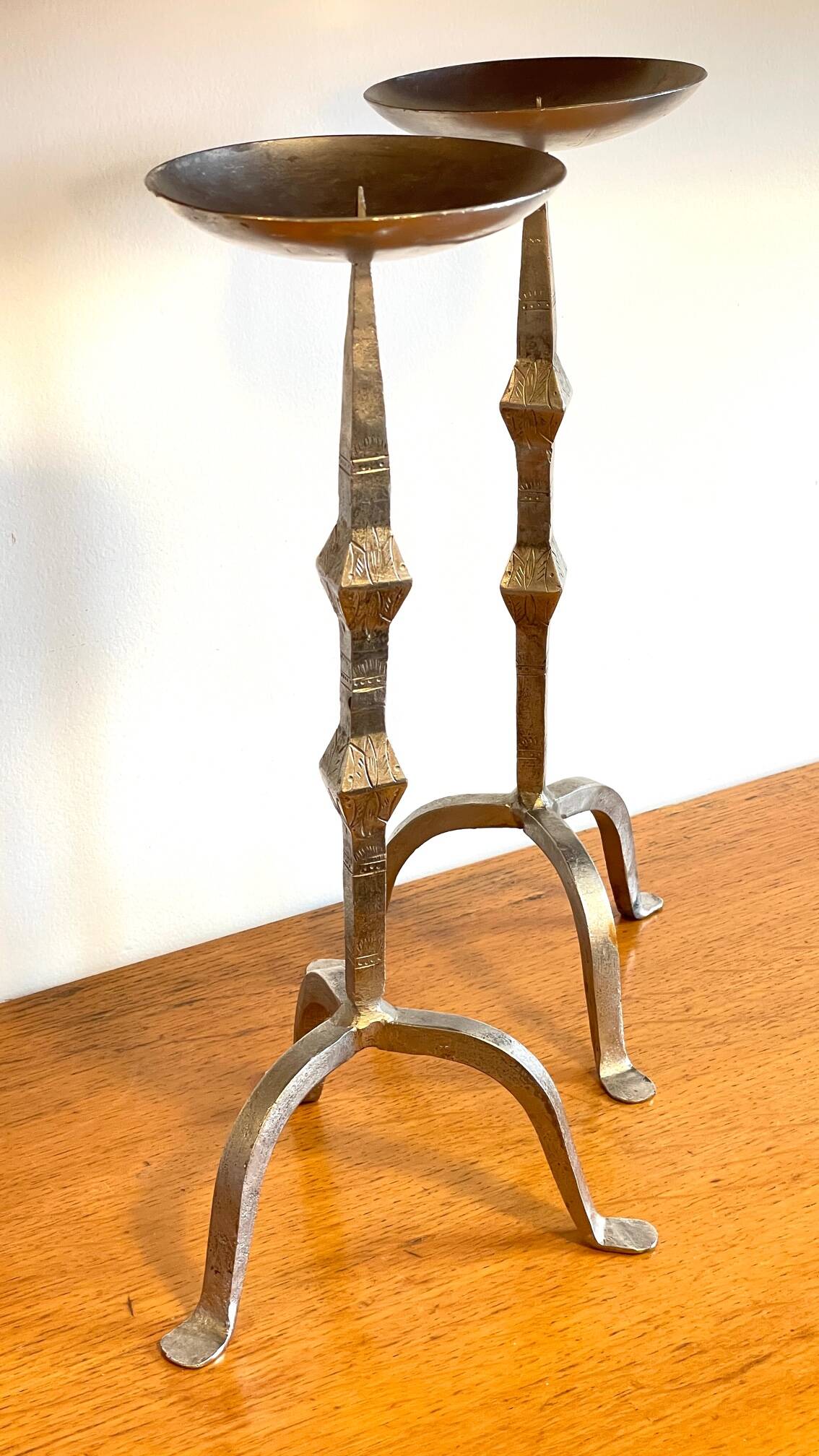 Large Paris steel candle holders