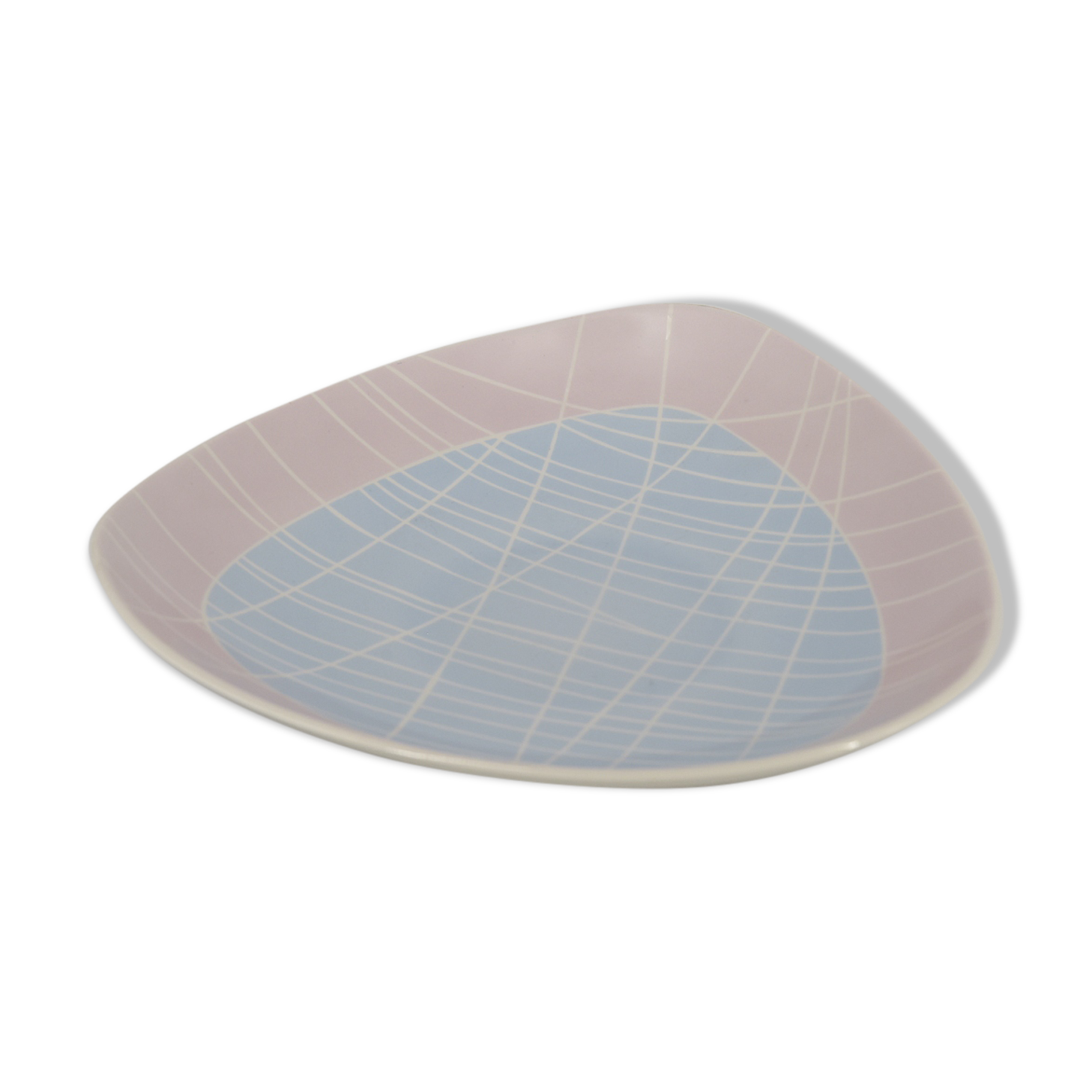 Vintage porcelain plate with stripes motifs from Weimar Porzellan, 1970s