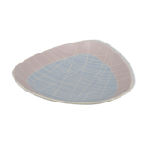 Vintage porcelain plate with stripes motifs from Weimar Porzellan, 1970s