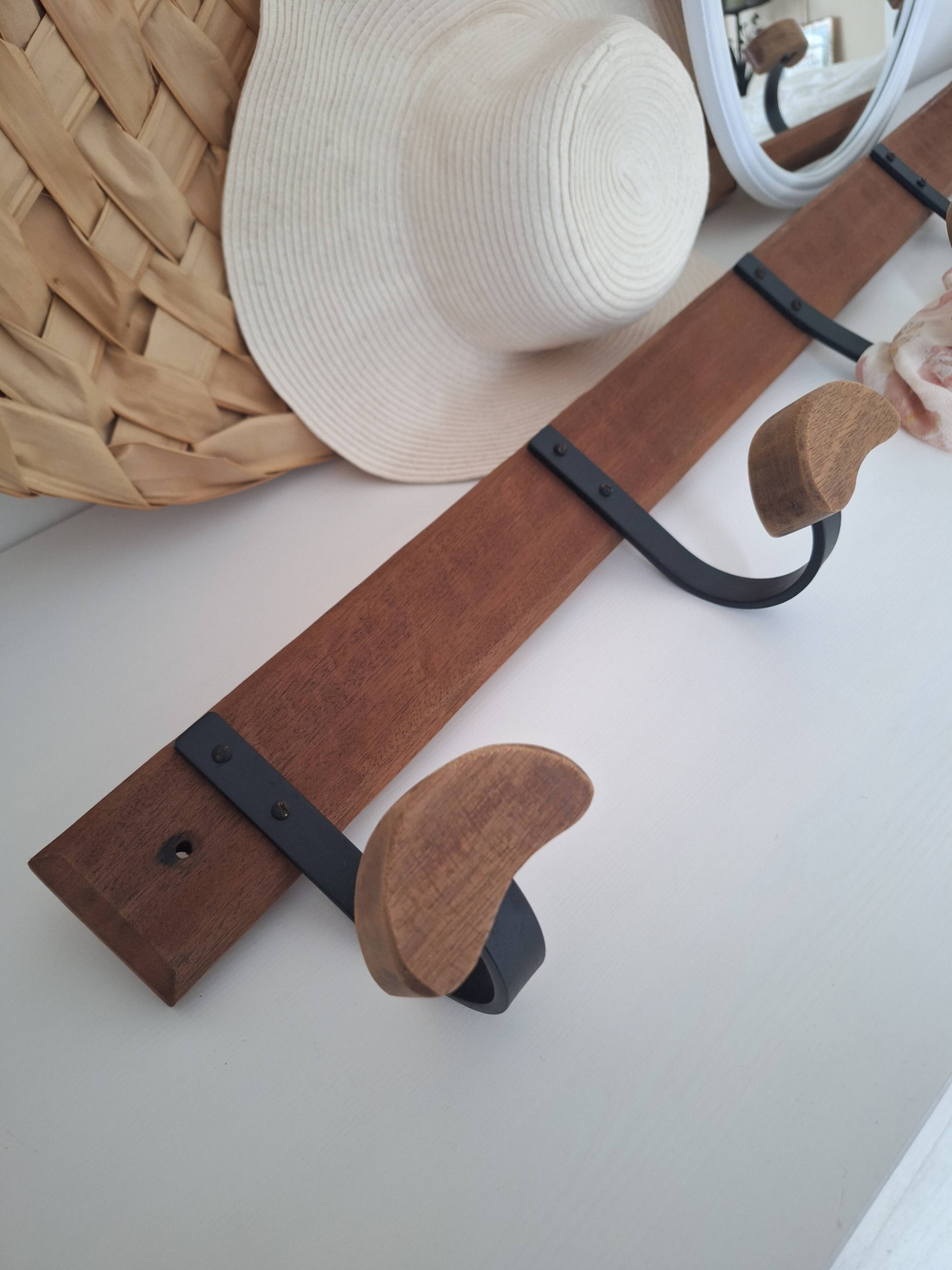 Wooden and metal wall hook