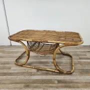 Vintage wicker side table, 1970