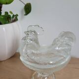 Glass rooster candy / sugar bowl