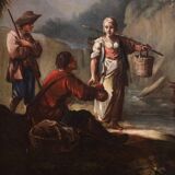 Great 18th century Italian painting, landscape with genre scene