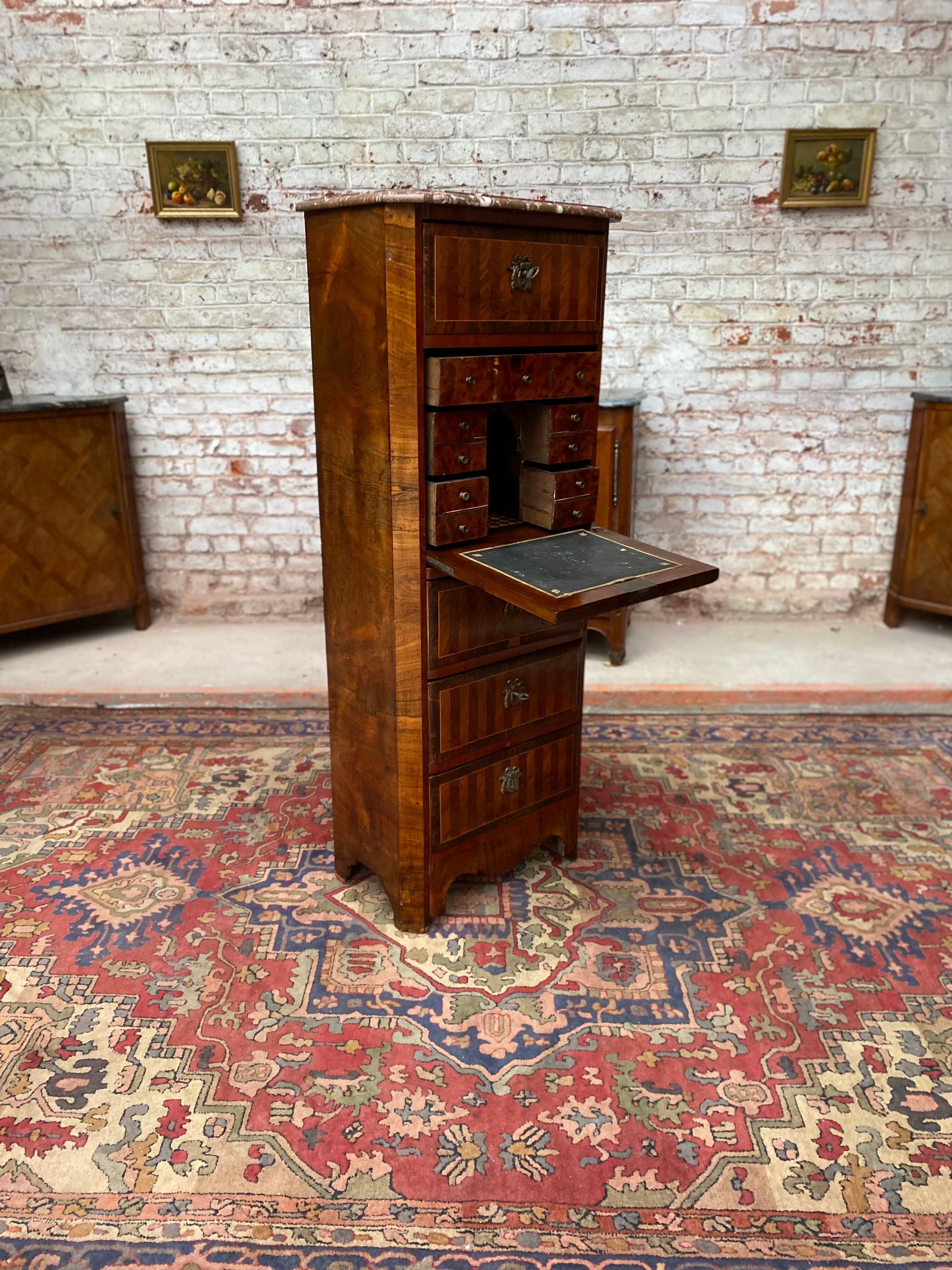 Lady's secretary in marquetry stamped