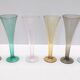 Ensemble vintage de six flûtes colorées en verre de Murano soufflé à la main, Italie