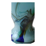 Murano vase in blown Art glass, marbling inclusions, scrolls. High 20 cm