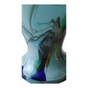 Murano vase in blown Art glass, marbling inclusions, scrolls. High 20 cm