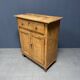 Old marbled ochre yellow French farmhouse cabinet