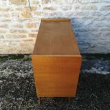 Vintage rattan and oak chest of drawers