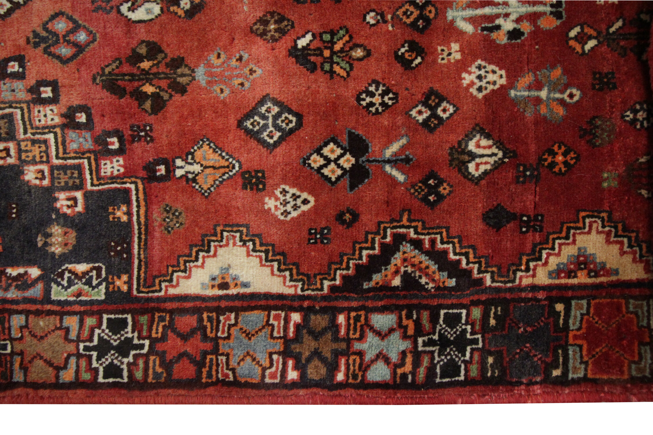 Vintage Persian Qashqai Handmade Wool Shiraz Rug- 119x243cm