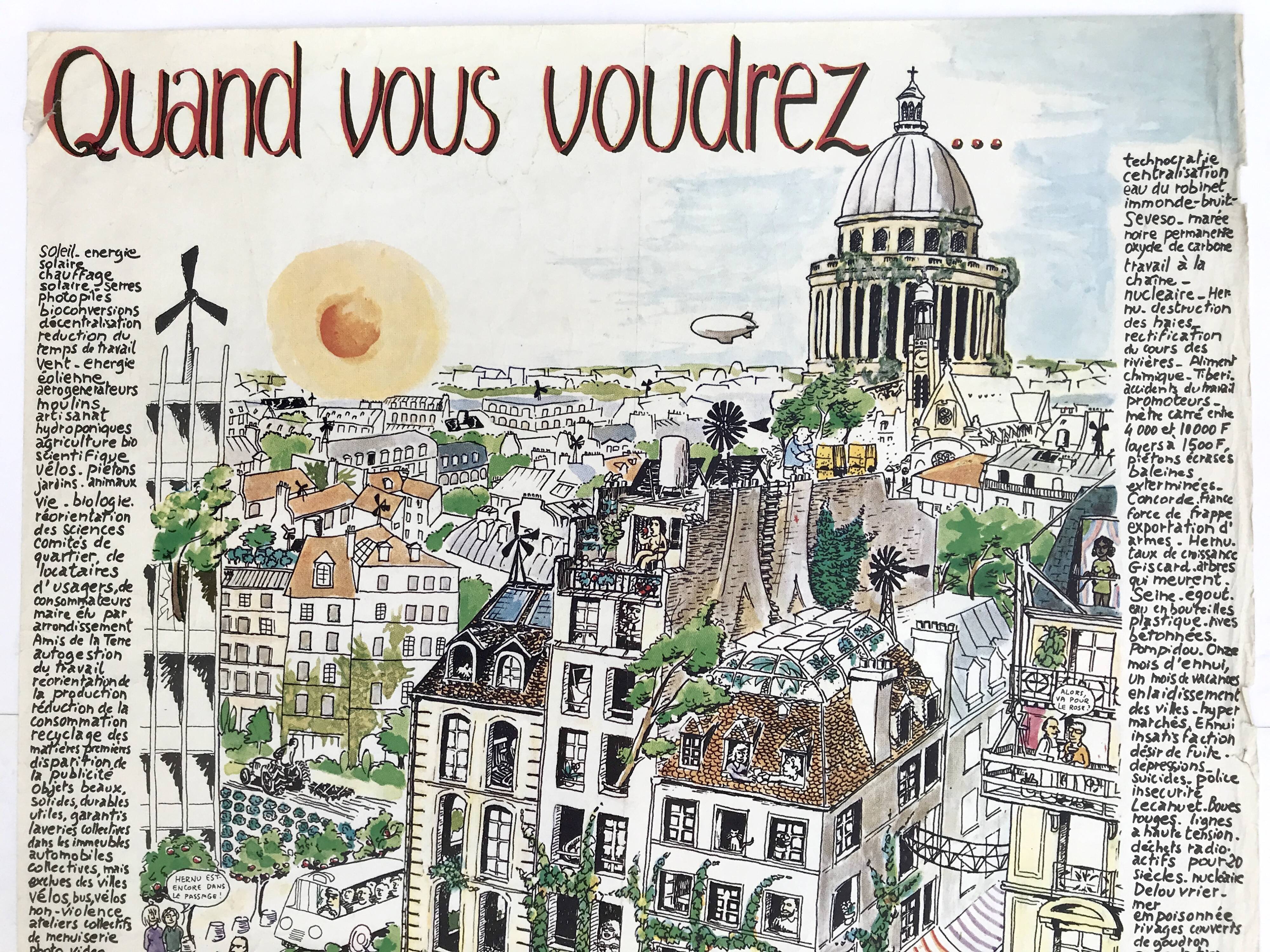 Poster of ecologist candidates René DUMONT / Brice LALONDE with Friends of the Earth in Paris 1976