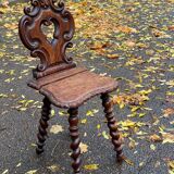 19th-century Renaissance carved oak desk with chair