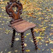 19th-century Renaissance carved oak desk with chair