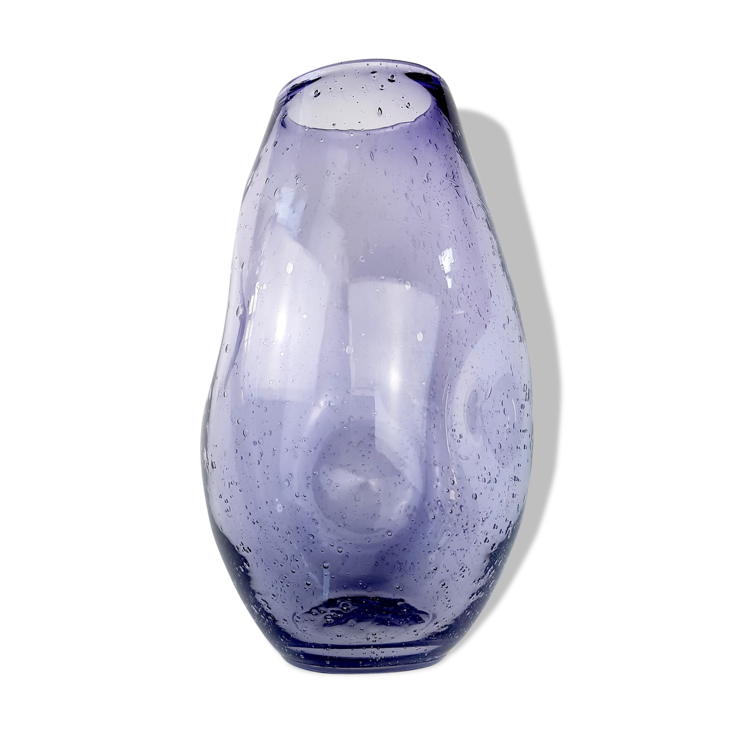Purple bubble blown glass vase