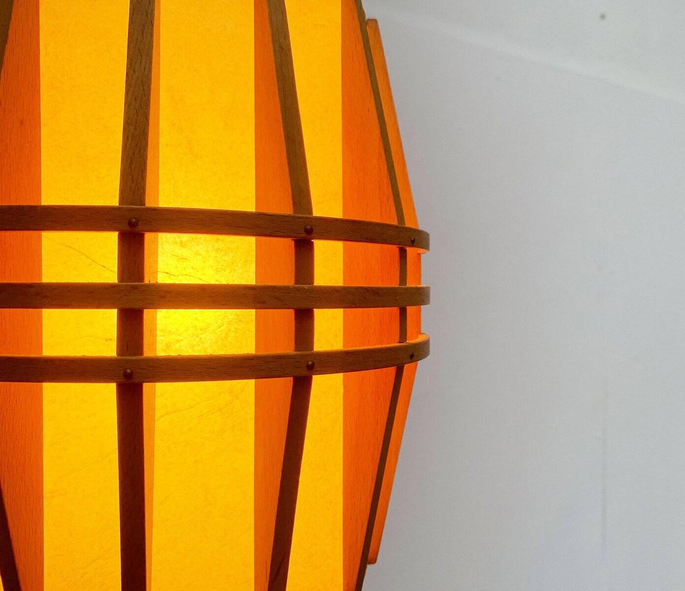 Mid-Century Wooden Cocoon Pendant Lamp