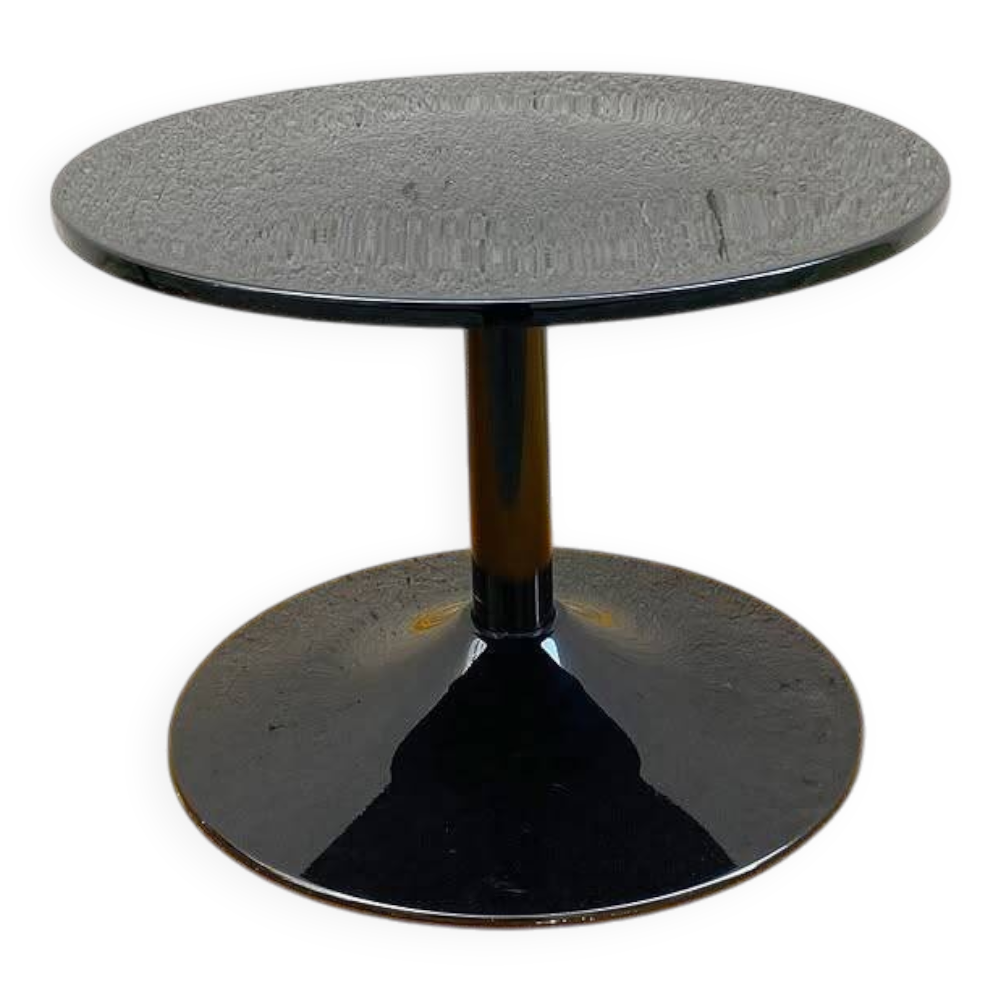 Designer coffee table – tulip base in resin and black lacquered plastic
