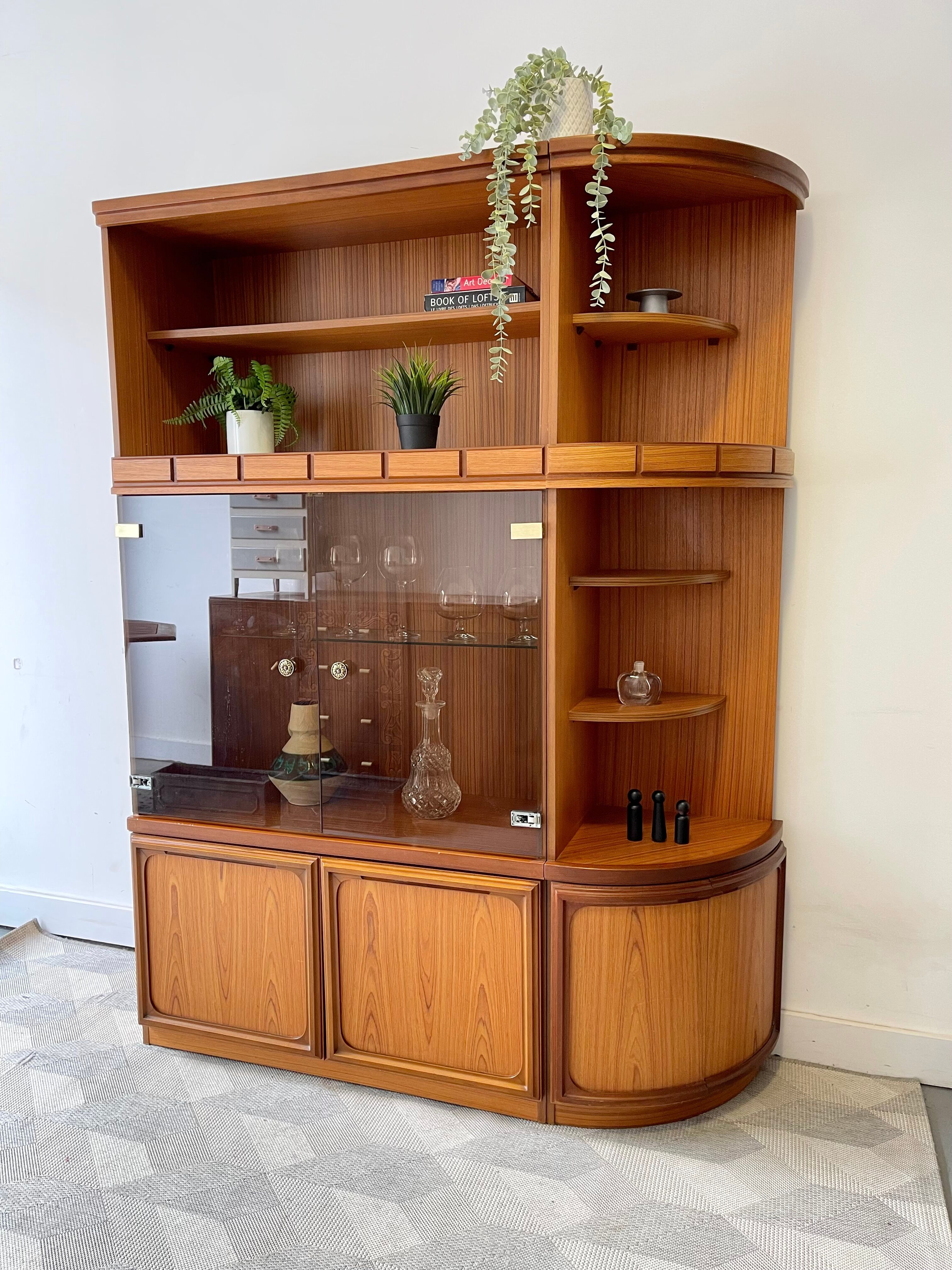 Vintage wall unit display cabinet
