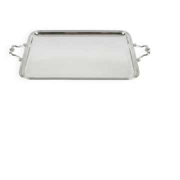 Christofle, grand plateau de service en métal argenté motif coquille