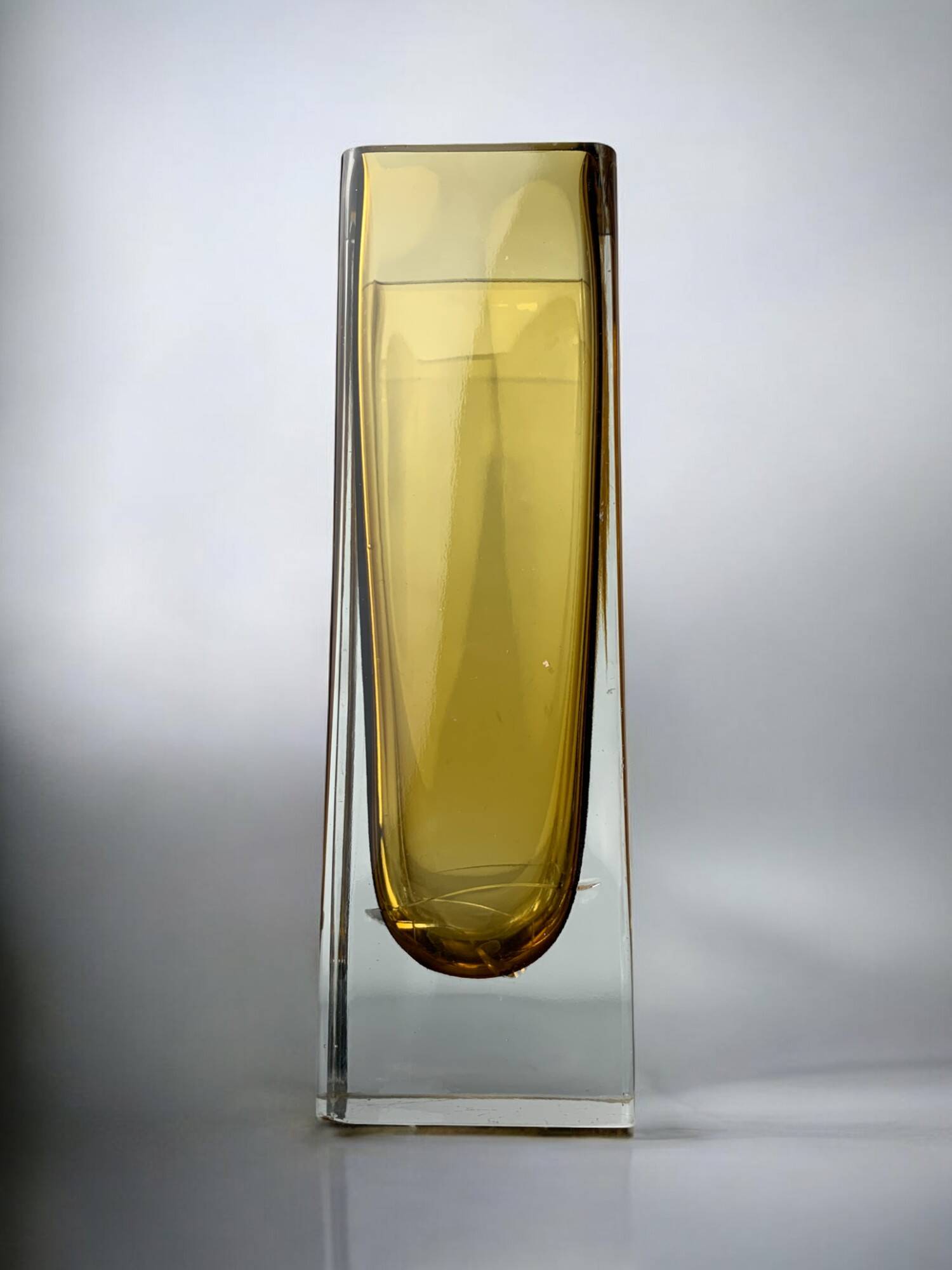 Yellow Sommerso vase, Murano glass, Italy, 1970
