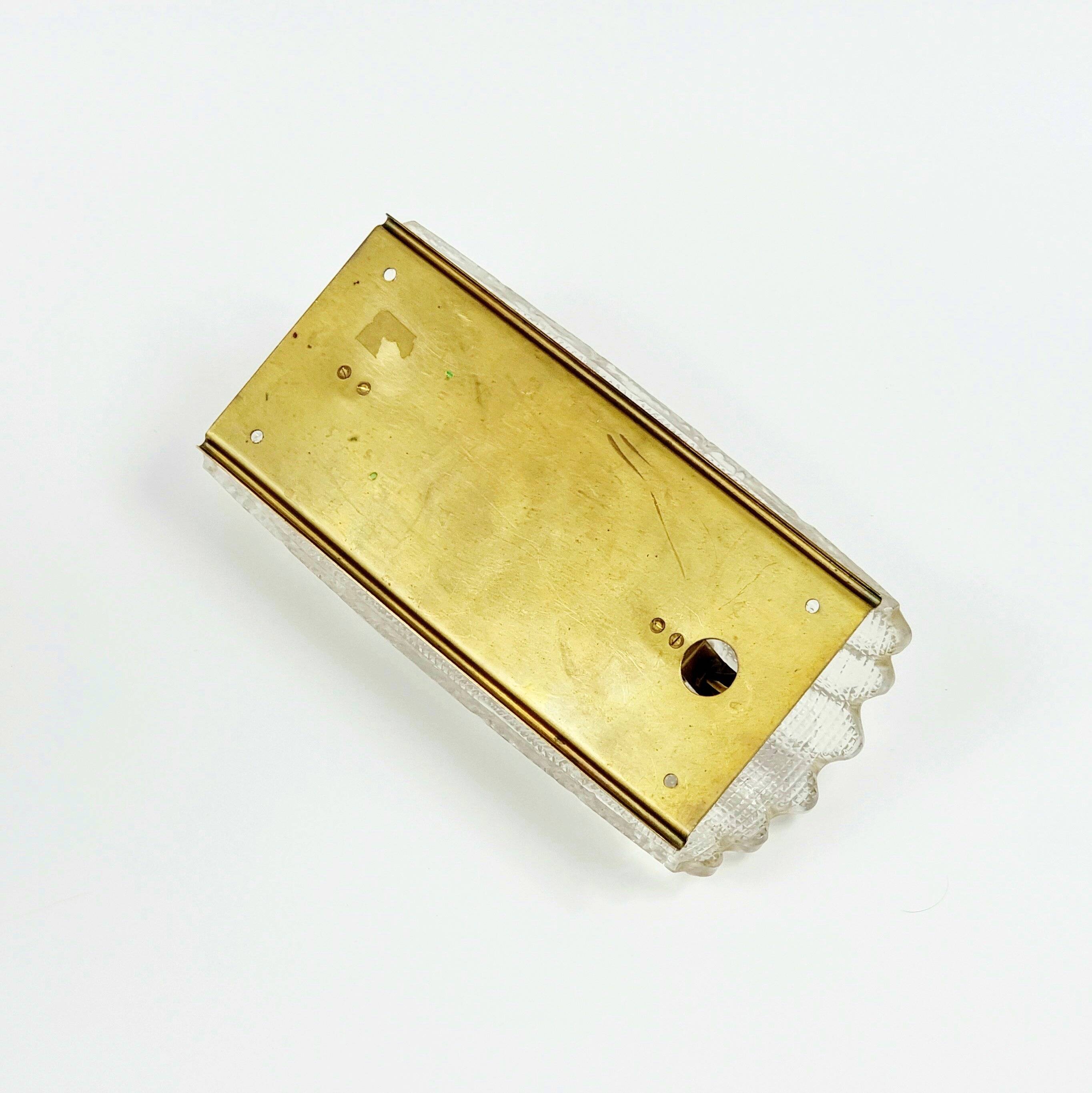 Mid Century Scandinavian Glass & Brass Wall Light by Carl Fagerlund, 1960s