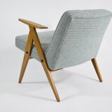 Original vintage armchair, 60s, fully restored, grey fabric