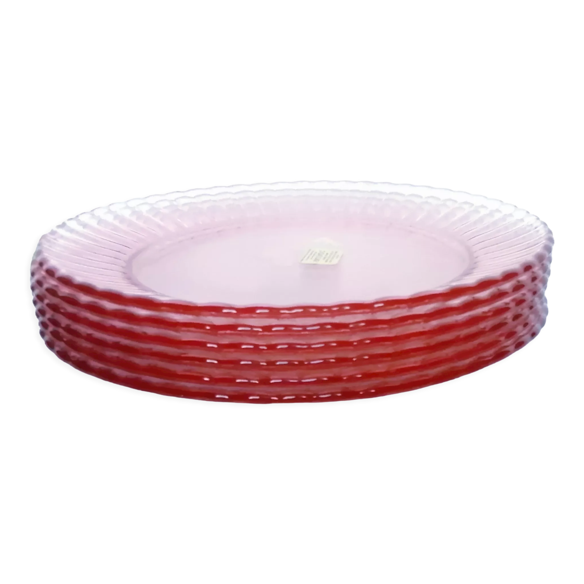 6 Arcoroc pink glass dessert plates
