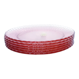 6 Arcoroc pink glass dessert plates