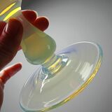 Red Venetian blown glass coupe on a foot with opaline and vintage soap bubble.