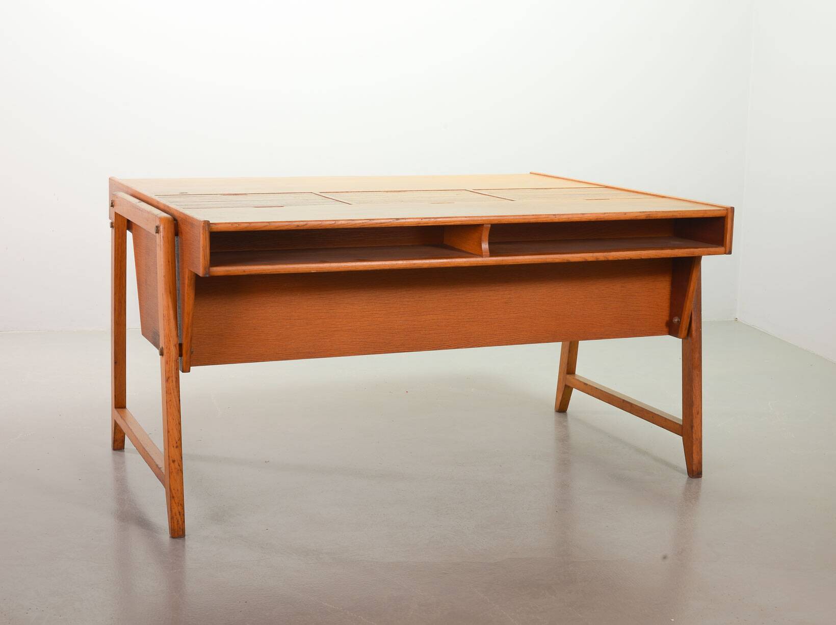 Clausen and Maerus Oak Wooden Design President Writing Desk for Eden 1960s