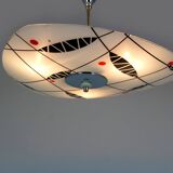 Mid-Century Czech Glass Pendant Lamps with Colorful Decor, 1970s, Set of 6