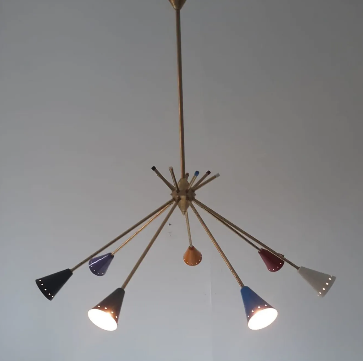 Lustre Sputnik à 7 bras en laiton