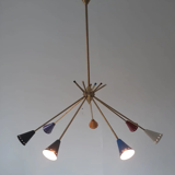 Lustre Sputnik à 7 bras en laiton