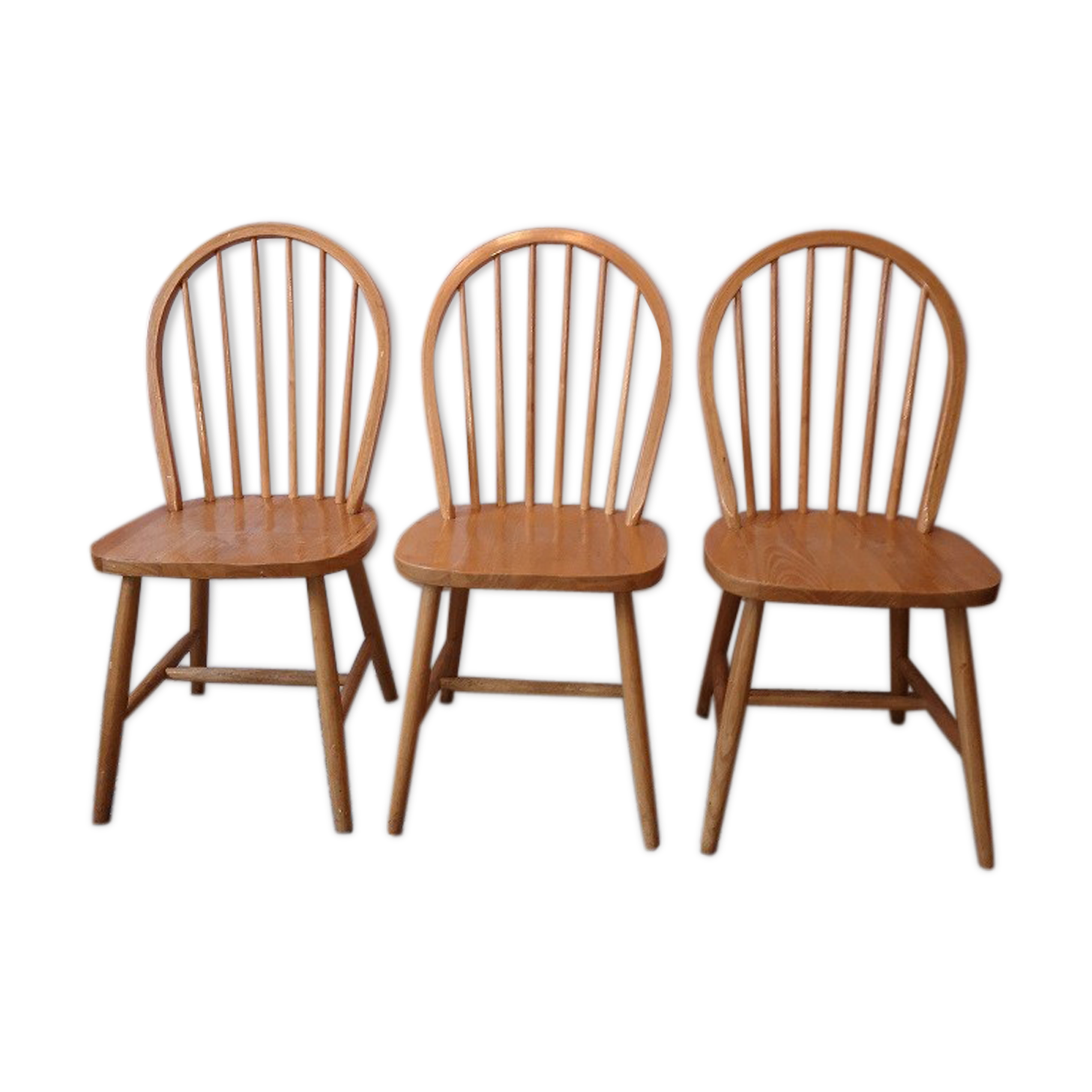 3 Ercol Windsor style chairs vintage elm 1980