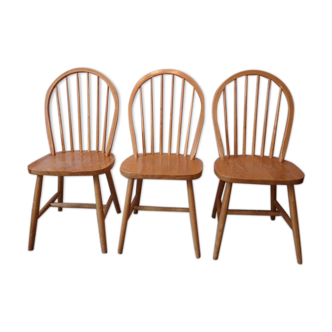 3 Ercol Windsor style chairs vintage elm 1980