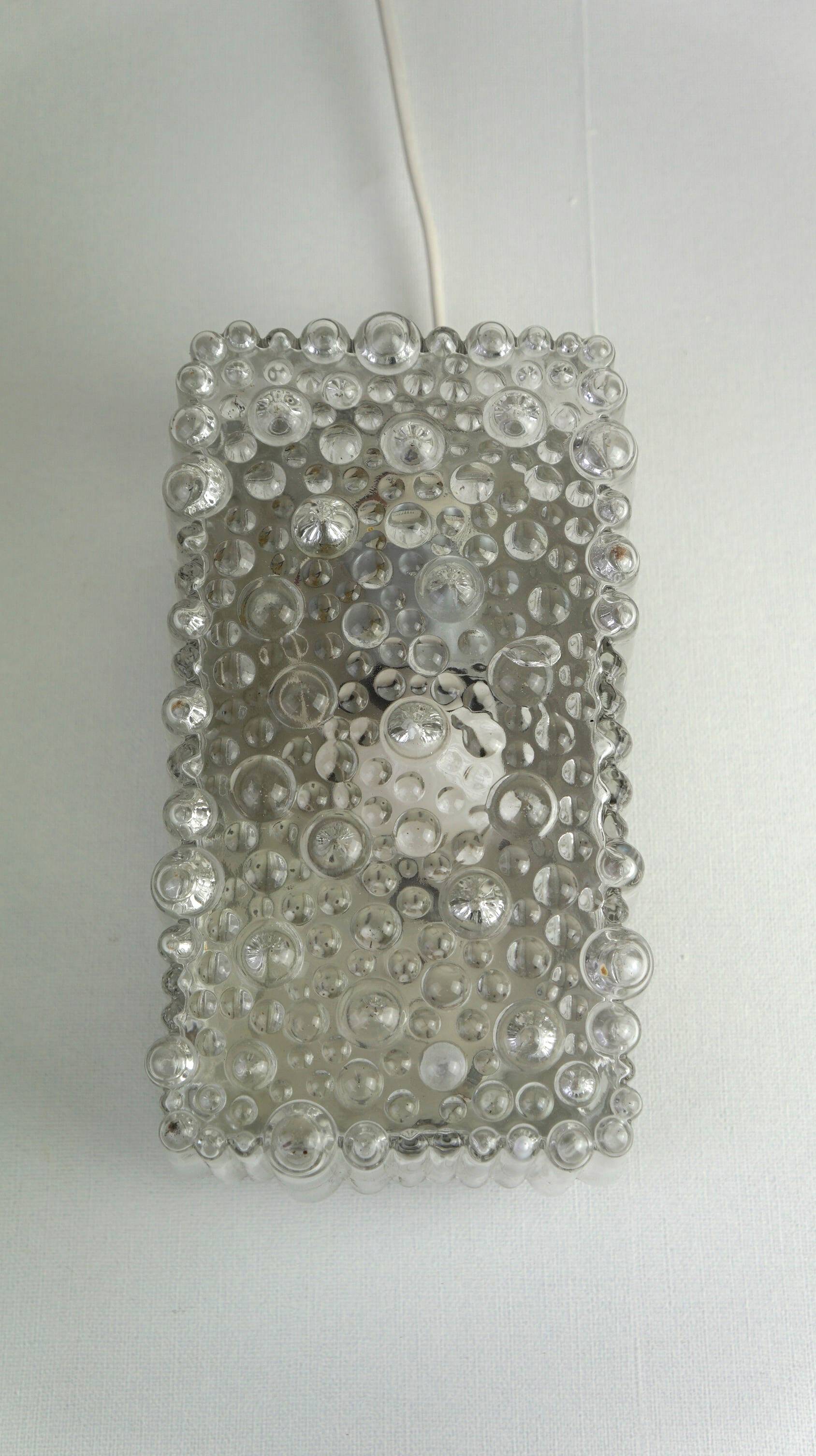 Plafonnier/applique murale design vintage des années 1970 avec verre à bulles
