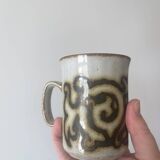 Set of vintage Duncan Ceramics glazed stoneware mugs made in Scotland Style