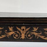 Sorrento marquetry box with a scene of three dancers in a medallion.