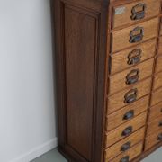 Antique French oak filing / apothecary cabinet by Chouanard, ca 1910