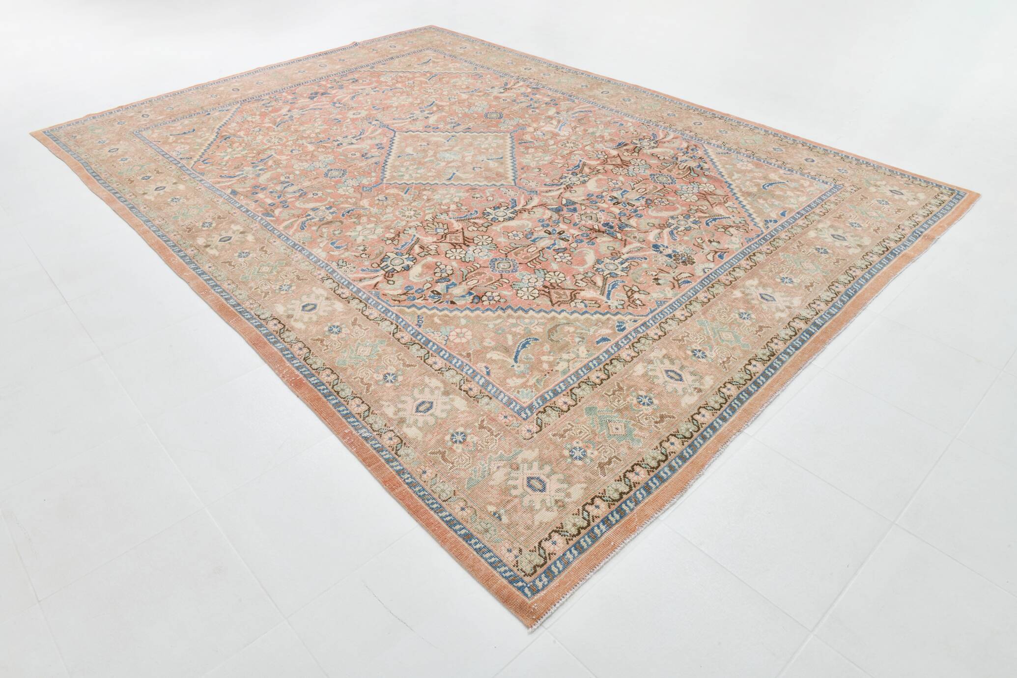 Pink Elegant Decorative Vintage Persian Rug For Living Room, 284x393 Cm