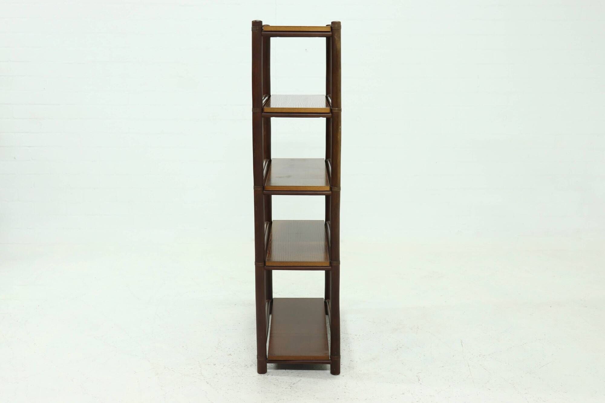 Mid-Century Bamboo and Teak Bookcase Room Divider 1970s