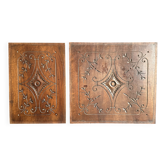 Paire de panneaux décoratifs anciens en bois sculpté, fin XIXe siècle